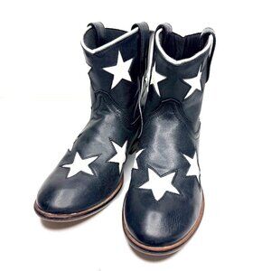 LAREDO Leather Star Girl Western Rodeo Cowgirl Booties Boots Womens 8.5 Black